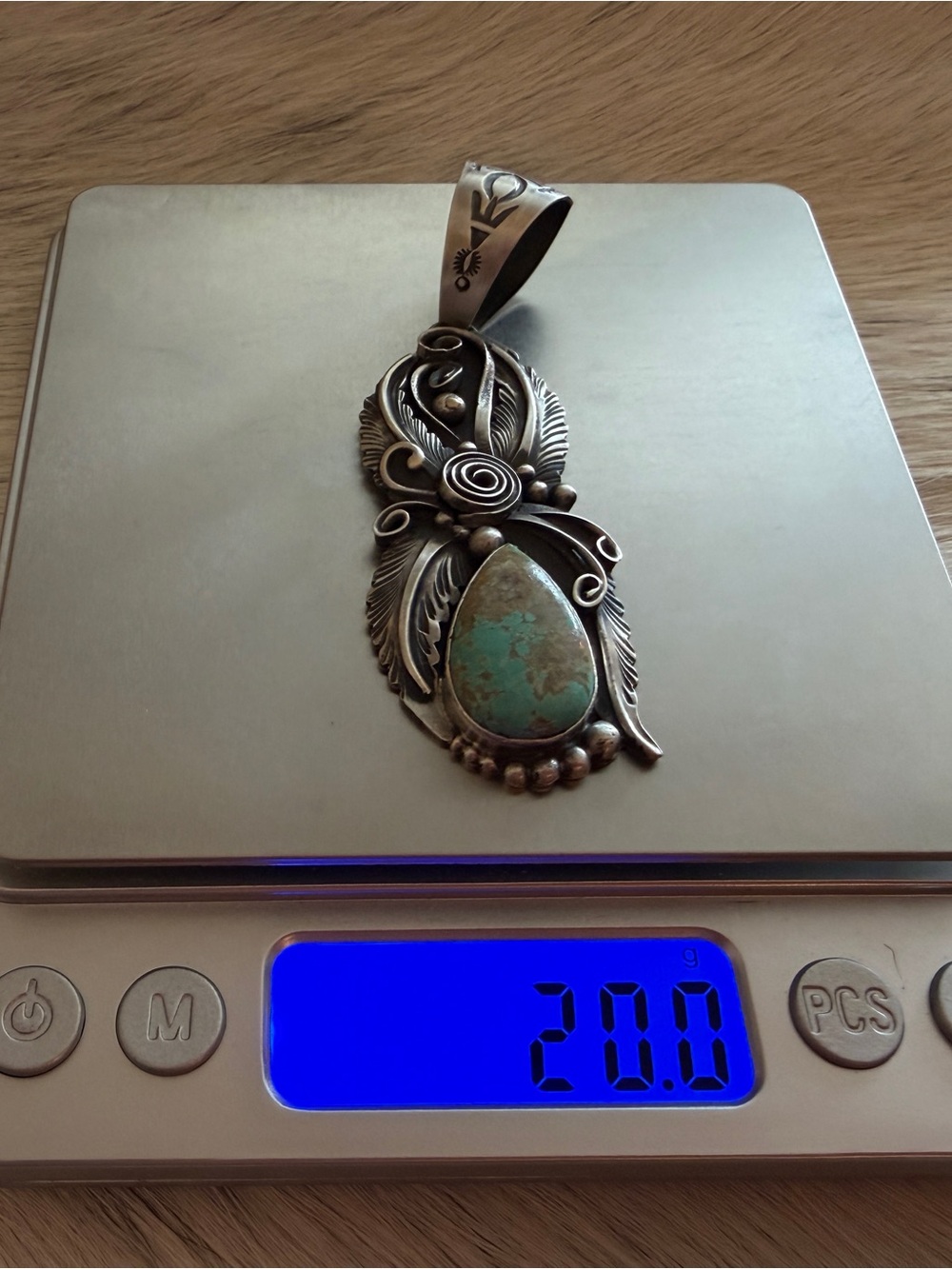 ❤️ Navajo Signed Jimmy Lee Royston Turquoise Sterling 20Gm Native Pendant 3.15”L - Picture 12 of 16